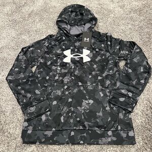 Boys Under Armour Black and Gray Camo Hoodie